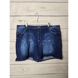 Elite Jeans Womens Bermuda Shorts Denim High Rise‎ Med Wash Stretch Blue 23/24